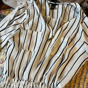 Rue21 Black and White Striped Blouse
